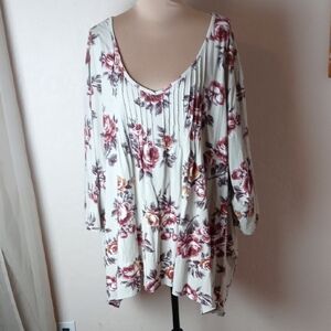 Woman Within Rose Print Tunic Top